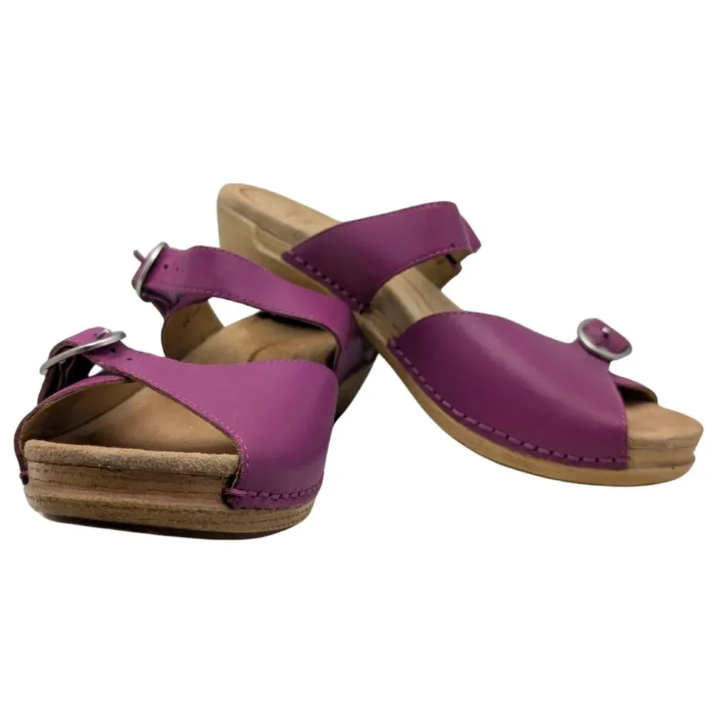 Dansko Purple Leather Clog Sandals - Picture 1 of 9